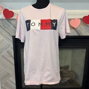 Tommy Hilfiger Classic Logo T-Shirt Pink Cotton Casual‎ Crew Neck M